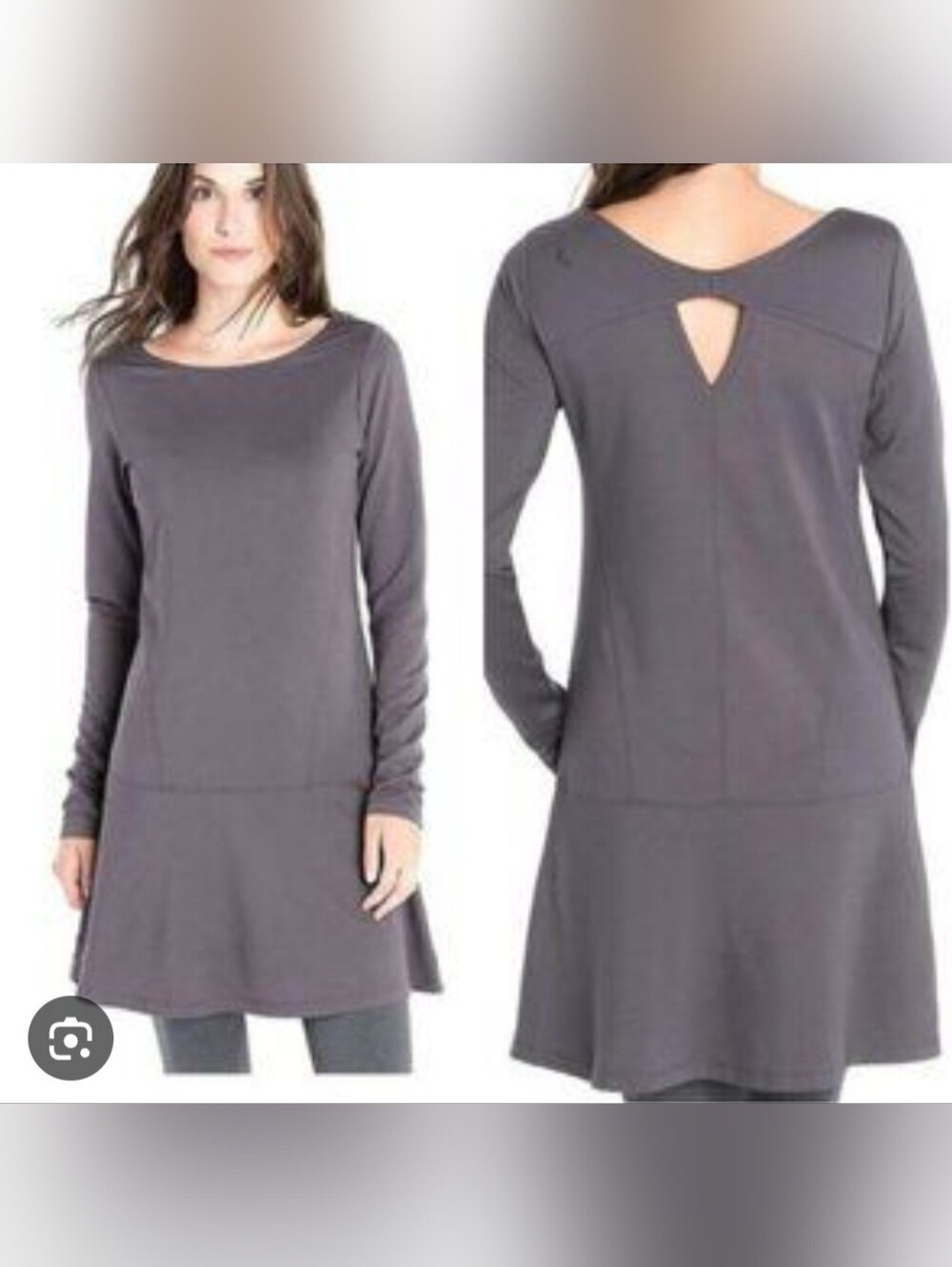 Lole Irene Slate Gray Long Sleeve Keyhole Back Active Sporty Casual Dress Sz M